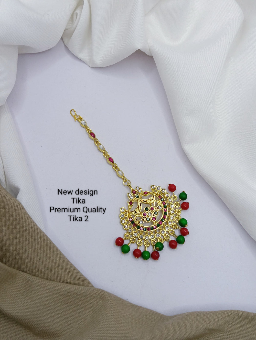 PRIMERIEA Women's Gold Tone Kundan and Pearls Traditional Maangtikka