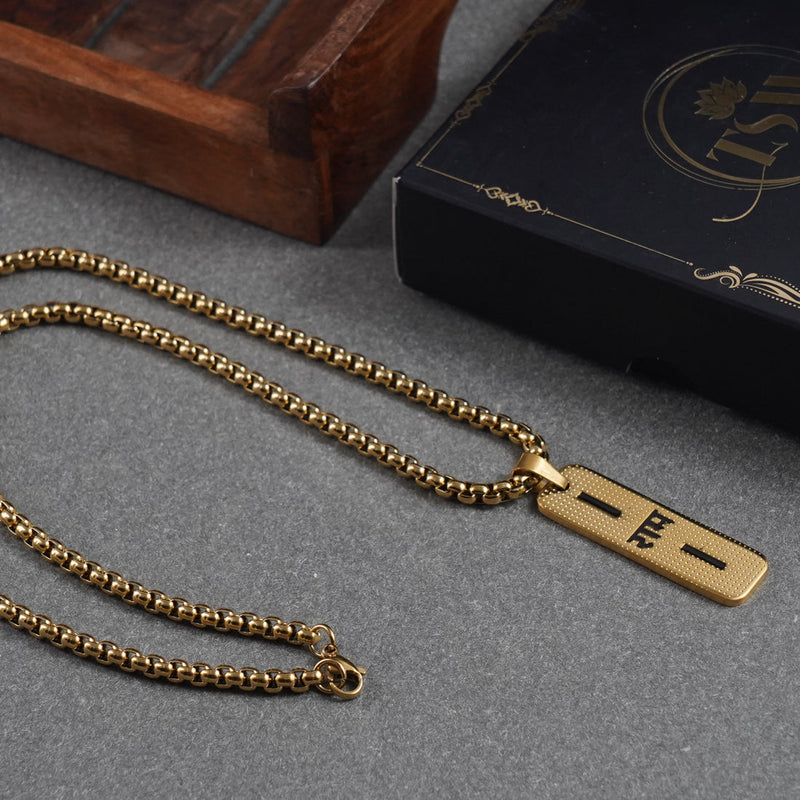 shree ram Pendant Gold Stainless Steel Necklace Chain For Men (24 Inch) style image
