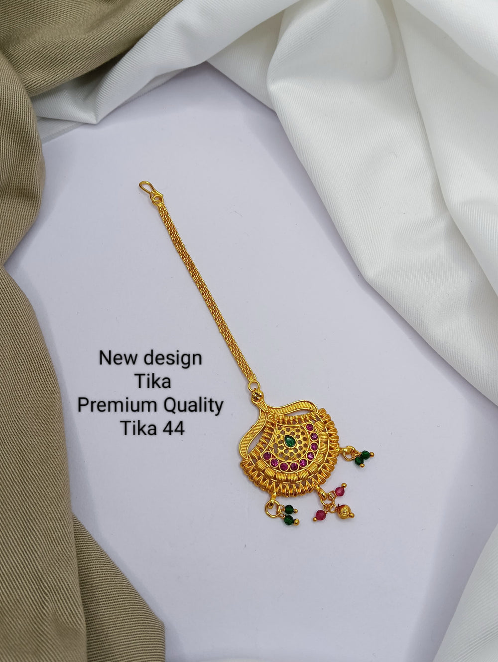 PRIMERIEA Women's Gold Platted Kundan and Pearls Traditional Maang Tikka