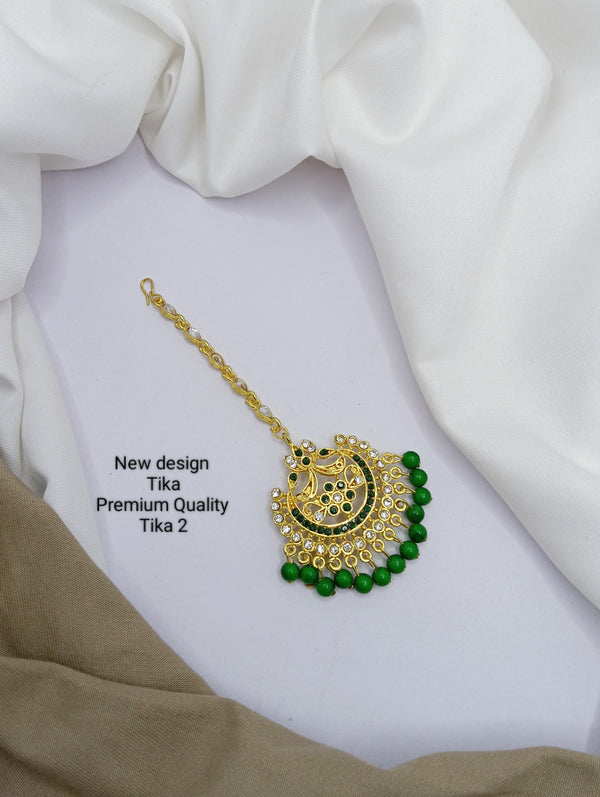 PRIMERIEA Women's Gold Tone Kundan and Pearls Traditional Maangtikka