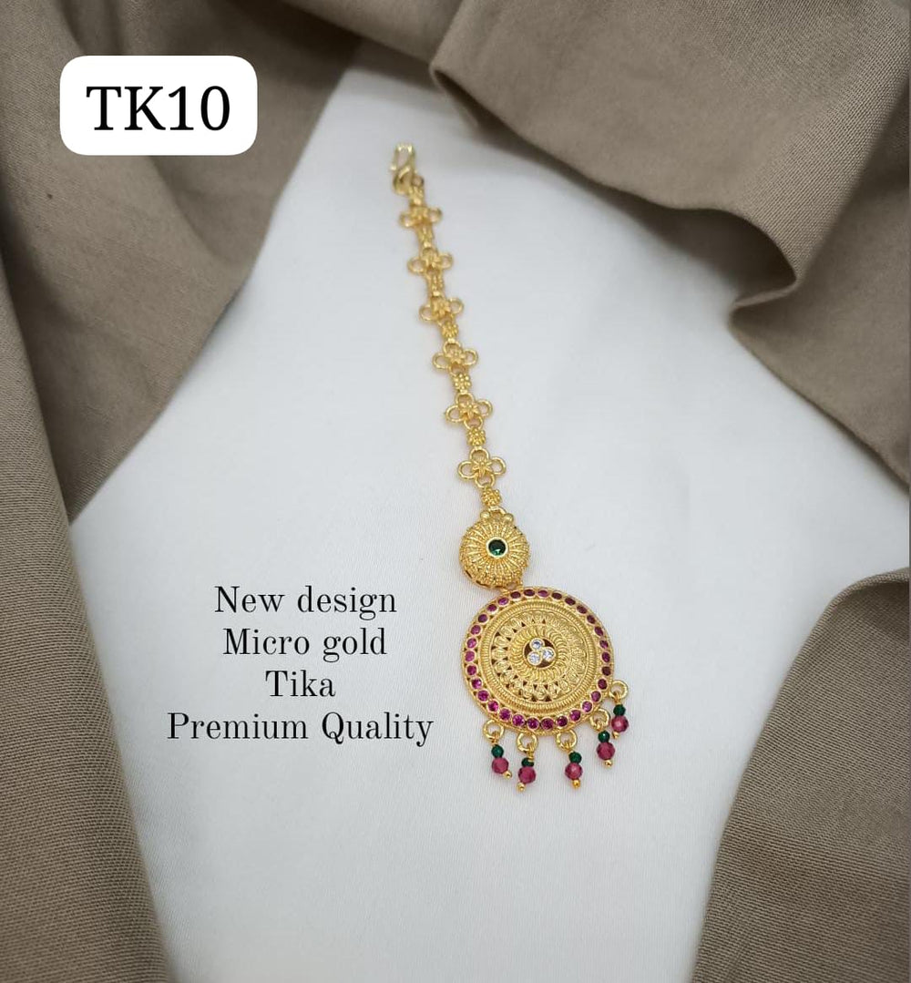 PRIMERIEA Women's Gold Platted Kundan and Pearls Traditional Maang Tikka