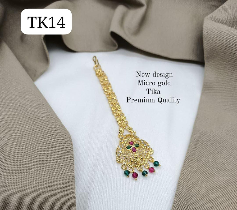 PRIMERIEA Women's Gold Platted Kundan and Pearls Traditional Maang Tikka