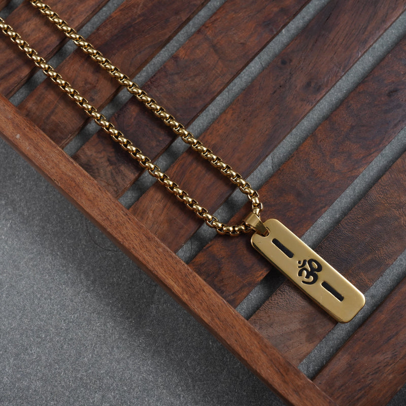 OM Pendant Gold Stainless Steel Necklace Chain For Men (24 Inch) feature