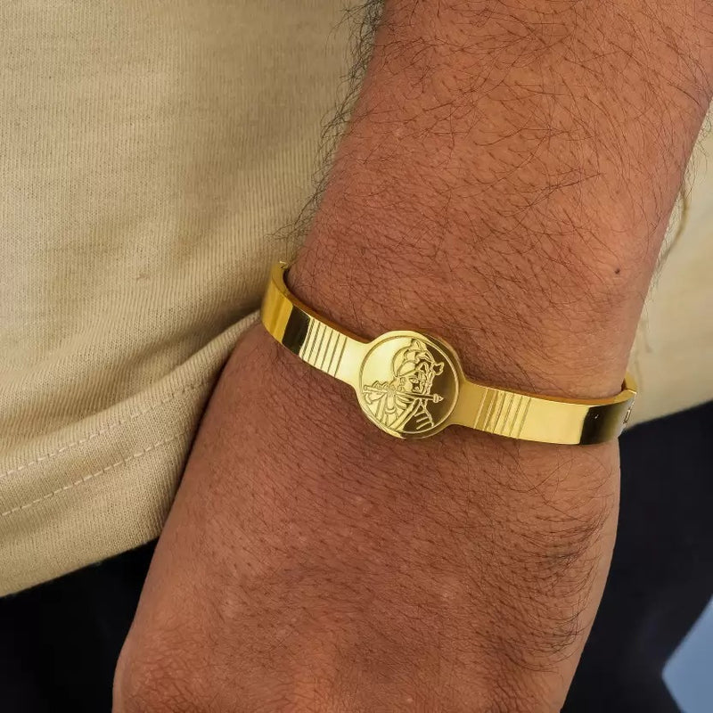 PRIMERIEA hanumanji round  Gold Bracelet for Men & Boys style image