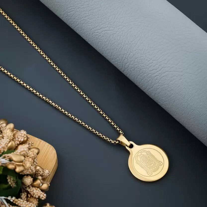 balaji Pendant Gold Stainless Steel Necklace Chain For Men (24 Inch)