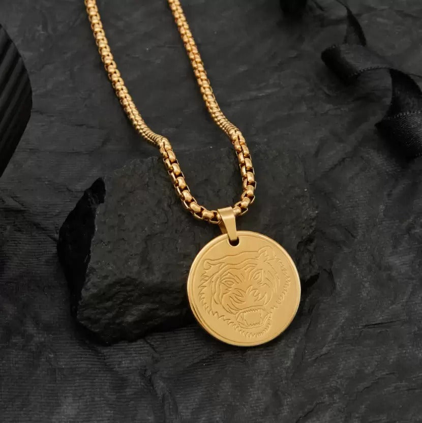 jaguar Pendant Gold Stainless Steel Necklace Chain For Men (24 Inch)
