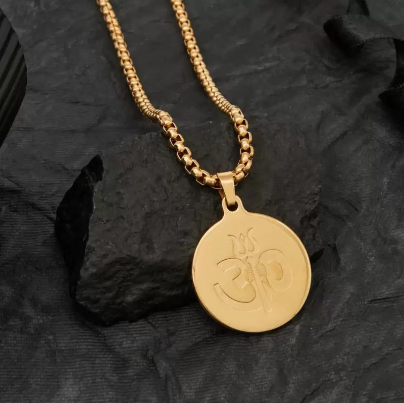 OM Pendant Gold Stainless Steel Necklace Chain For Men (24 Inch) feature