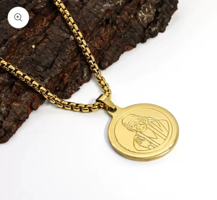 sai baba Pendant Gold Stainless Steel Necklace Chain For Men (24 Inch)