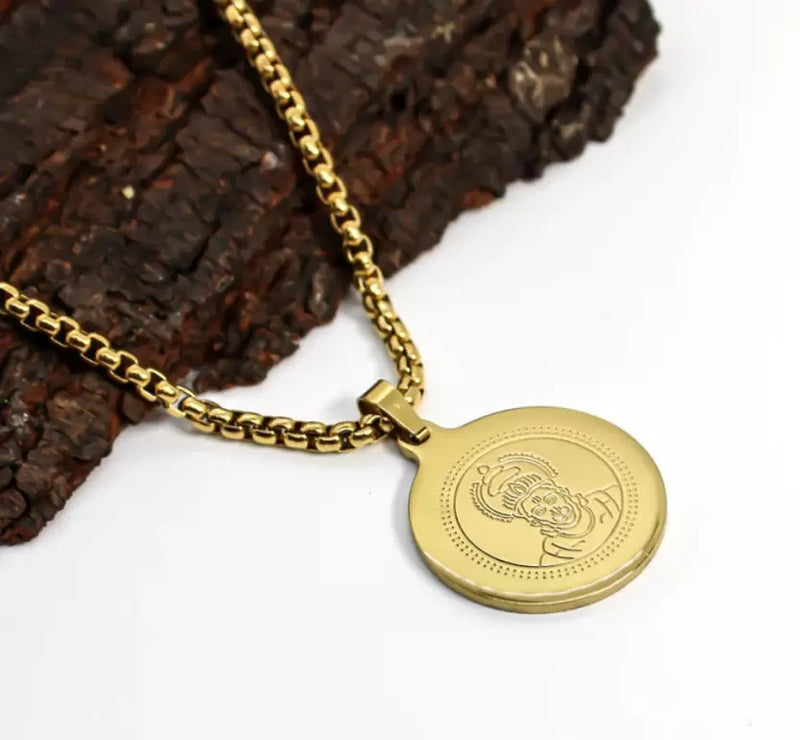 HUNUMANJI MAHARAJ Pendant Gold Stainless Steel Necklace Chain For Men (24 Inch) style image