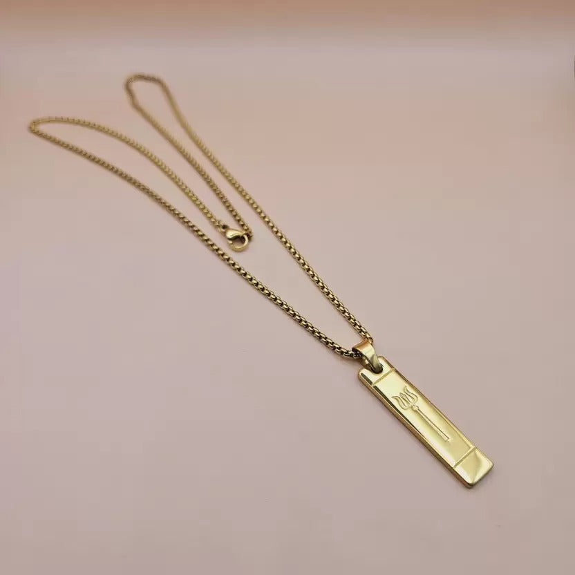 TRISHUL Pendant Gold Stainless Steel Necklace Chain For Men (24 Inch)