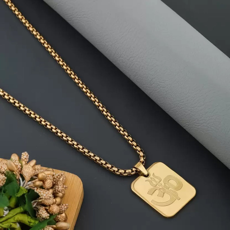 OM Pendant Gold Stainless Steel Necklace Chain For Men (24 Inch) feature