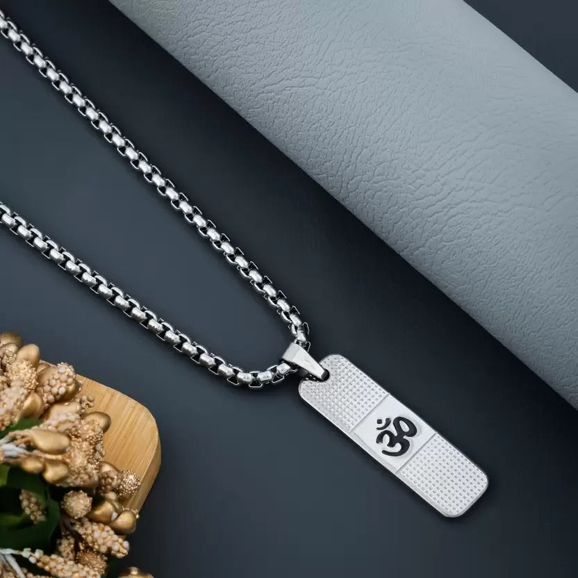 om Pendant Gold Stainless Steel Necklace Chain For Men (24 Inch)