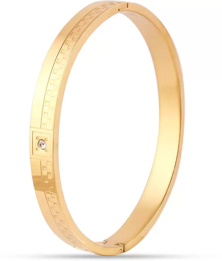 PRIMERIEA Cross Lined Gold Bracelet for Men & Boys