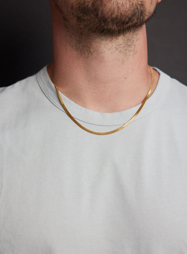 21.5 inch gold plated snake chain close-up view